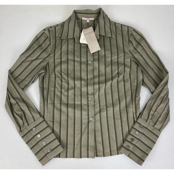 VTG NEW DEADSTOCK tyler. USA Saks Fifth Avenue stripe button up blouse shirt 4 - Picture 1 of 5